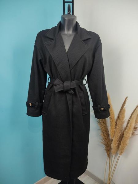 Manteau long à ceinture noir