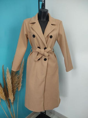 Manteau long à boutons camel