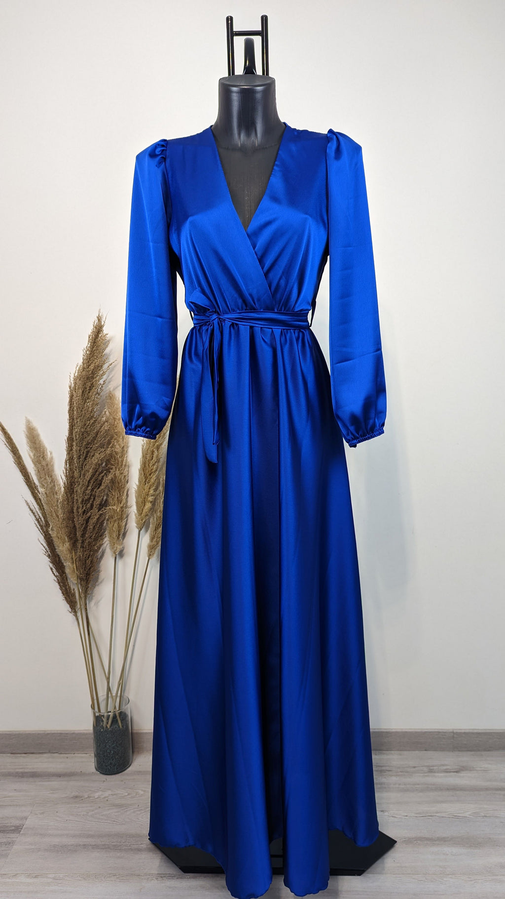 Robe de soirée extra longue bleu roi