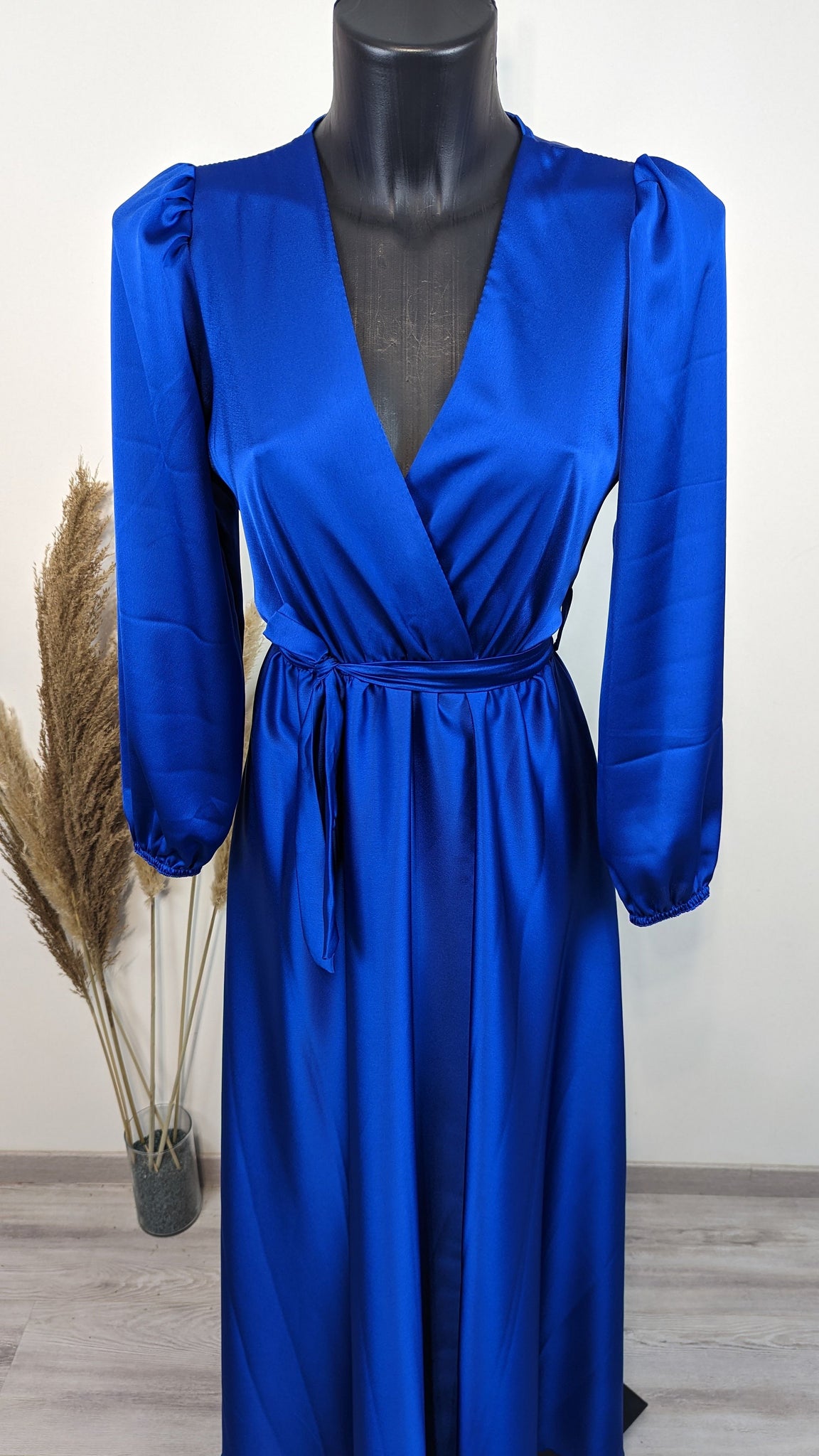 Robe de soirée extra longue bleu roi