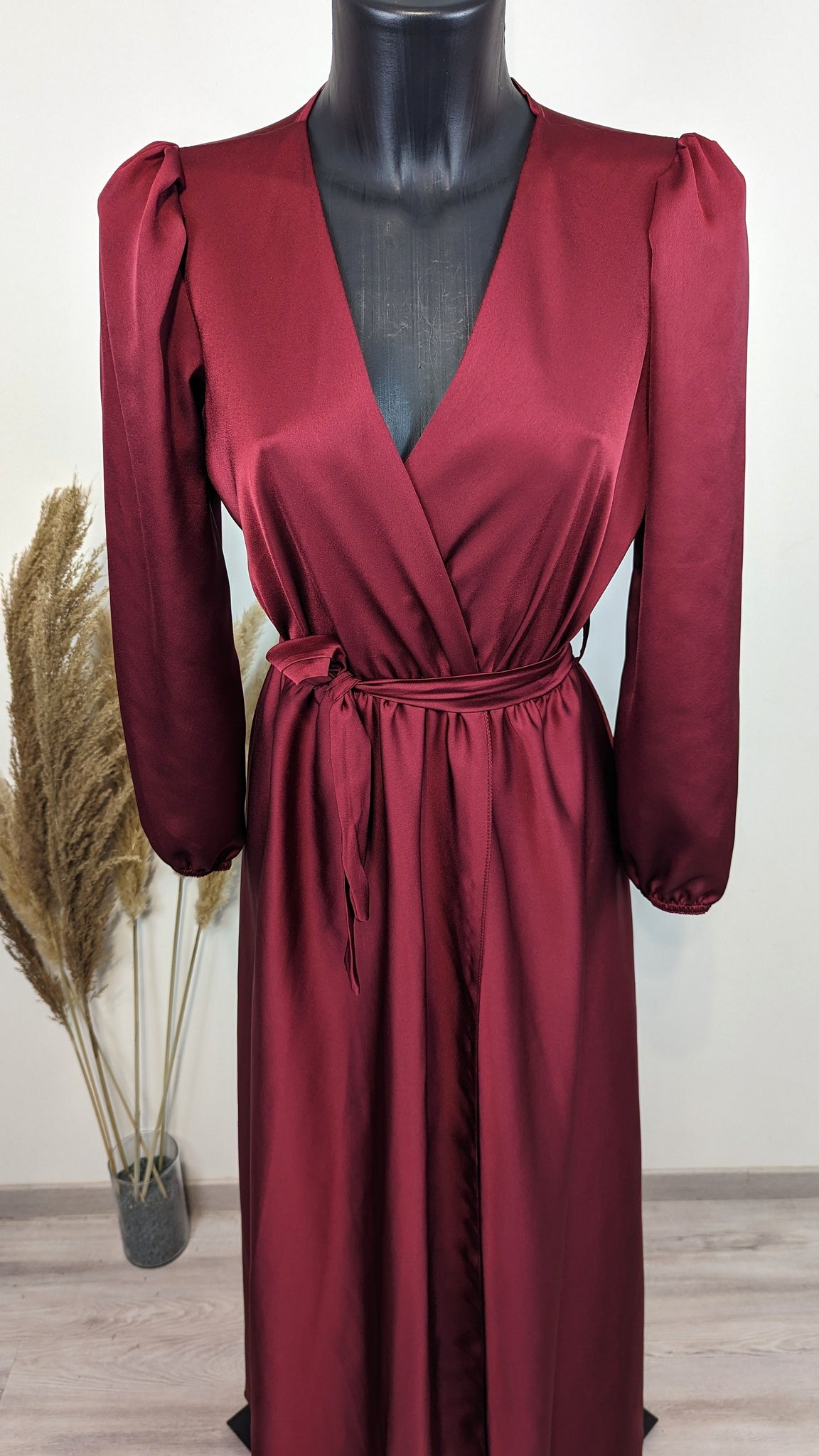 Robe de soirée extra longue bordeaux